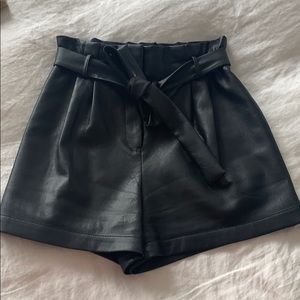 BCBG Black Faux Leather Shorts
